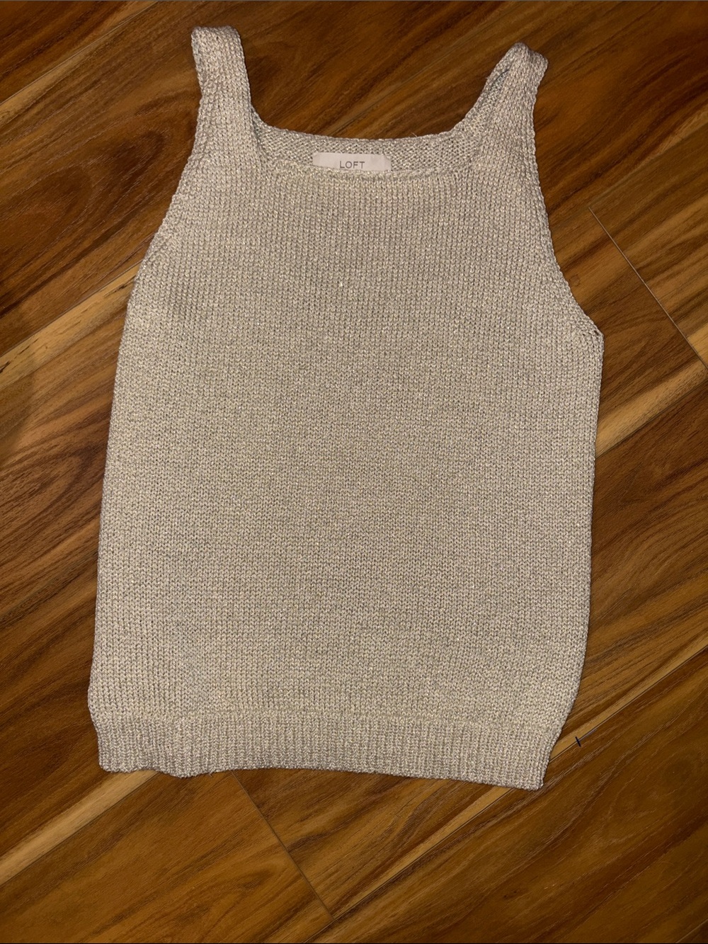 LOFT Cream shimmery Knit V-Neck Tank Sweater nwot large